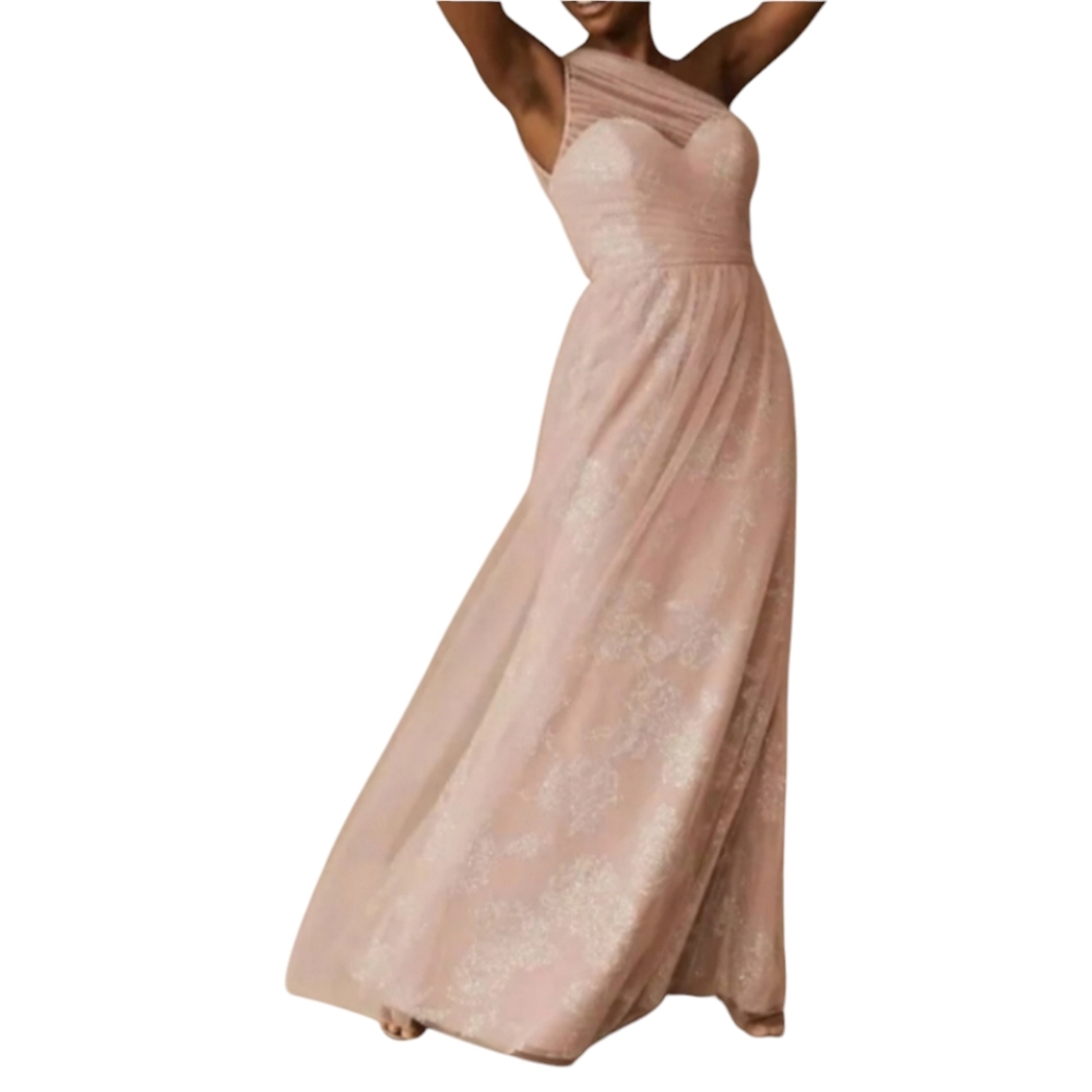 HAILEY PAIGE BHLDN Phoebe dress in dusty rose, toile overlay, size 6